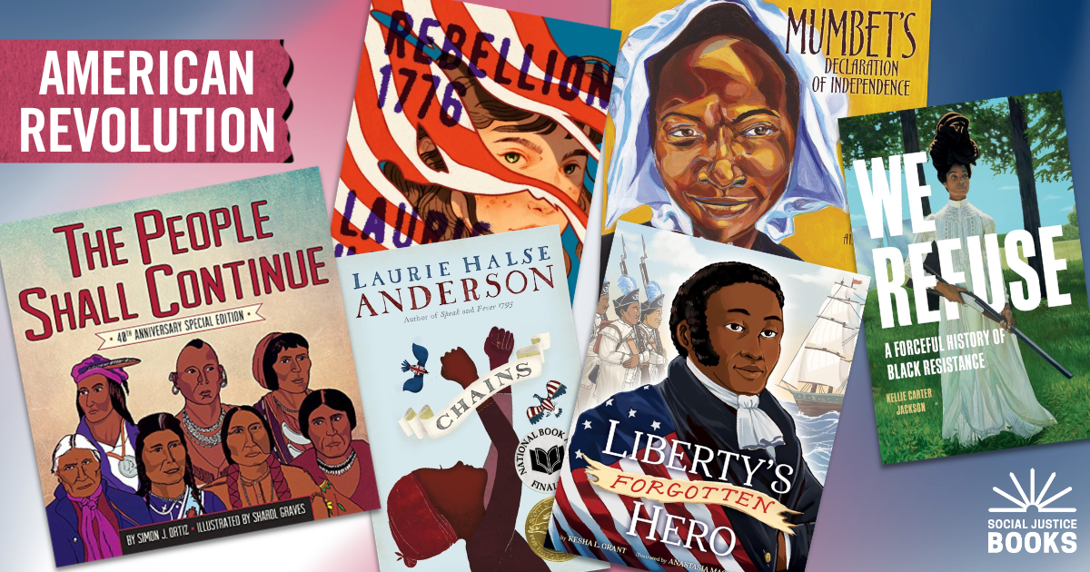 American Revolution picture book on purple background