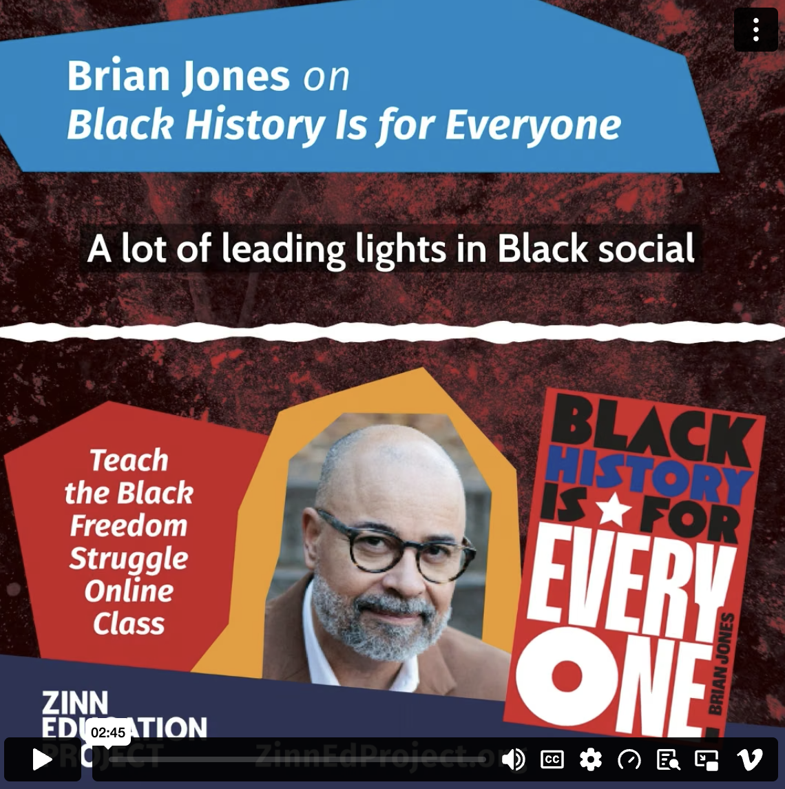 Brian Jones on Black History Is for Everyone with headshot and book cover on dark red background