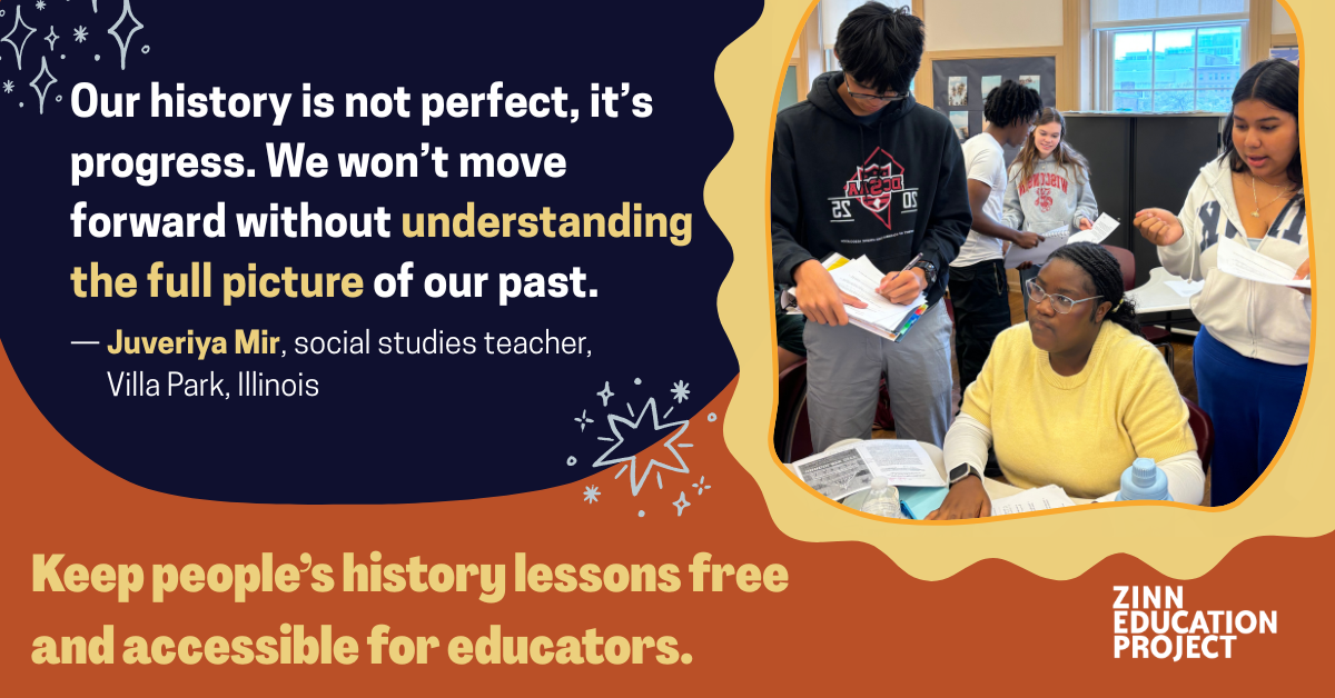 students working in classroom keep people's history lessons free and accessible for educators.