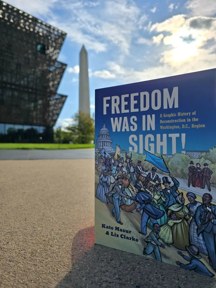 Freedom Was in Sight poster with museum and national monument in background