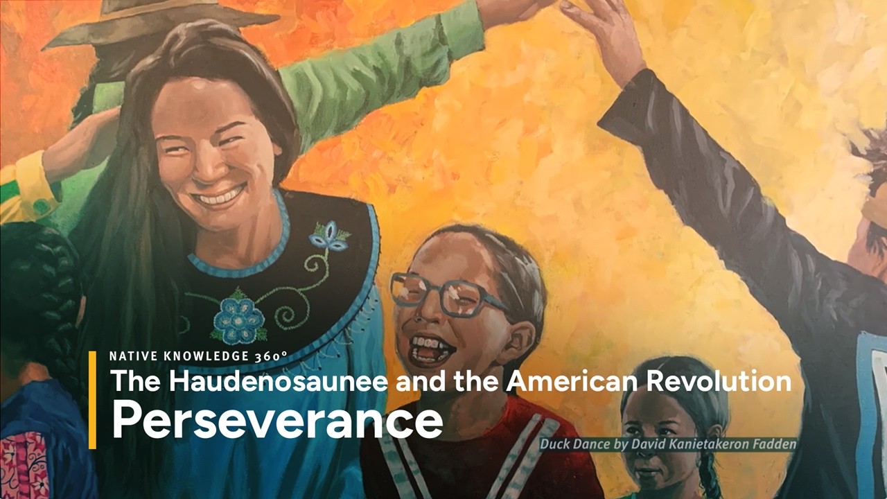 American Revolution: Haudenosaunee Perseverance with painting of people smiling