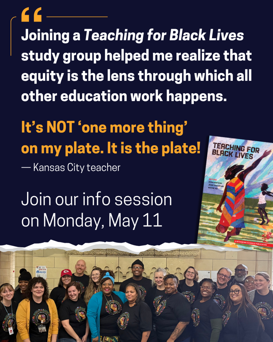 study group testimonial poster with photo of crowd