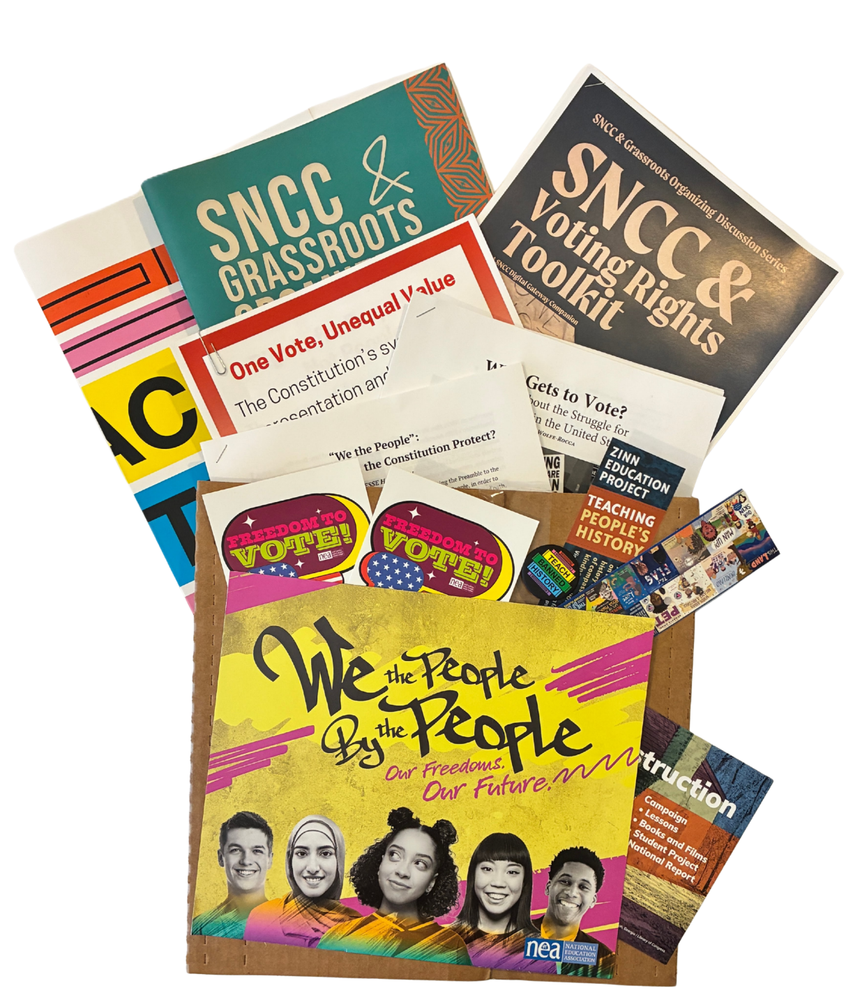 pamphlets and papers about teaching voting rights