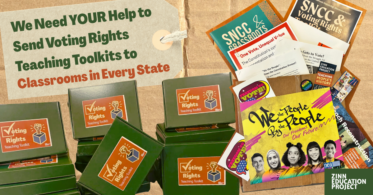 voting rights teaching toolkits on cardboard background